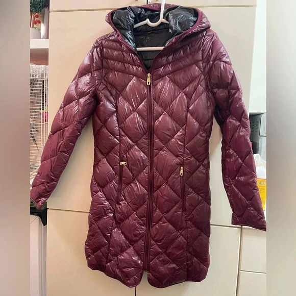 Steve Madden M/ L Down Bordeaux Quilted Puffer Coat Jacket with Hood - Picture 1 of 6